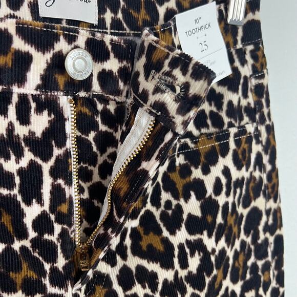 J. Crew Women's 10" Toothpick Corduroy Leopard Animal Print Jeans Size 25 NWT - Picture 4 of 9